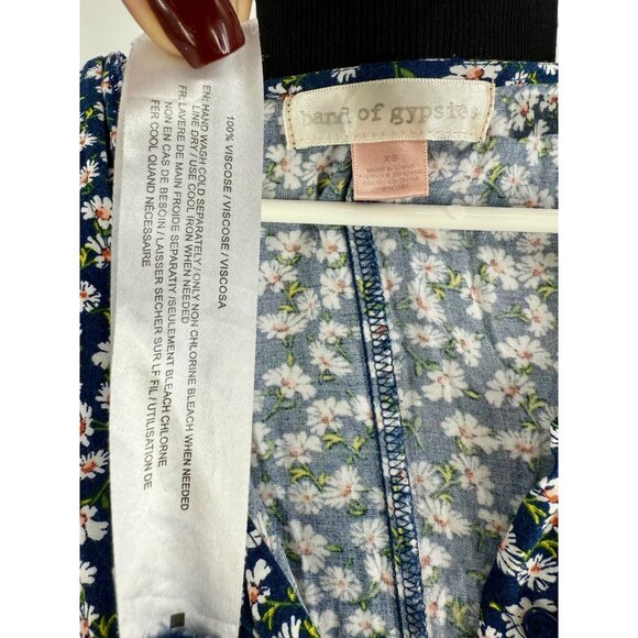 Band Of Gypsys Blue Floral Cottagecore Button Down Mini Dress Retro Y2K Revive - Picture 14 of 15